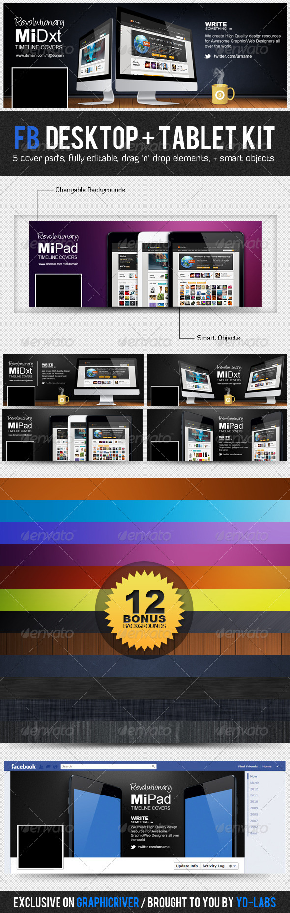 FB Desktop Tablet Kit - Facebook Timeline Covers Social Media