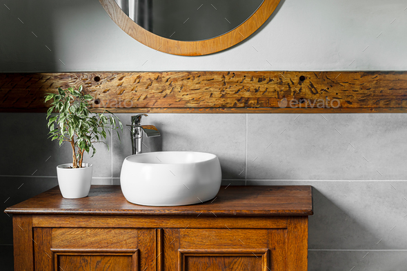 Bathroom interior with ficus - Stock Photo - Images