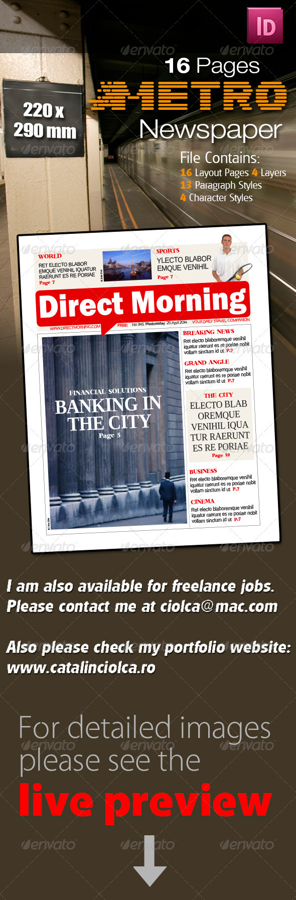 16 Pages Metro Newspaper - Newsletters Print Templates