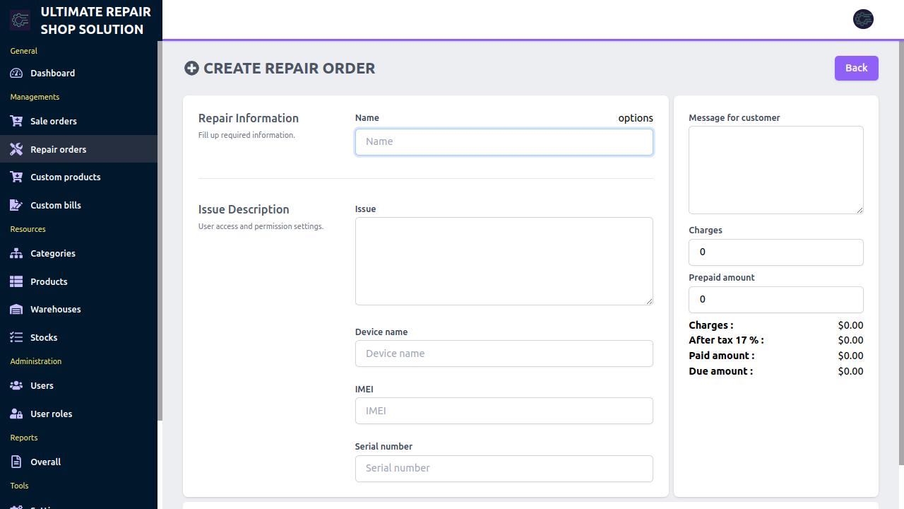 Ultimate repair shop solution with point of sale by RoseFinch CodeCanyon