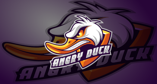 Angry duck mascot logo