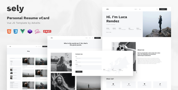 Great Sely - Personal Resume vCard Vue JS Template
