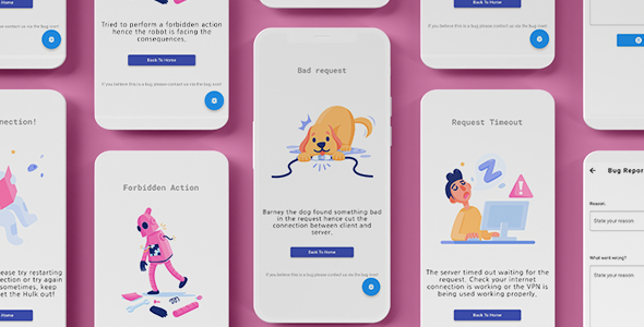 Flutter 32 Error State App Screens for iOS & Android