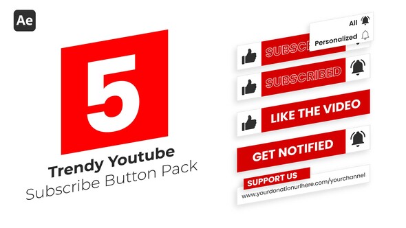 Trendy Youtube Subscribe Button Pack