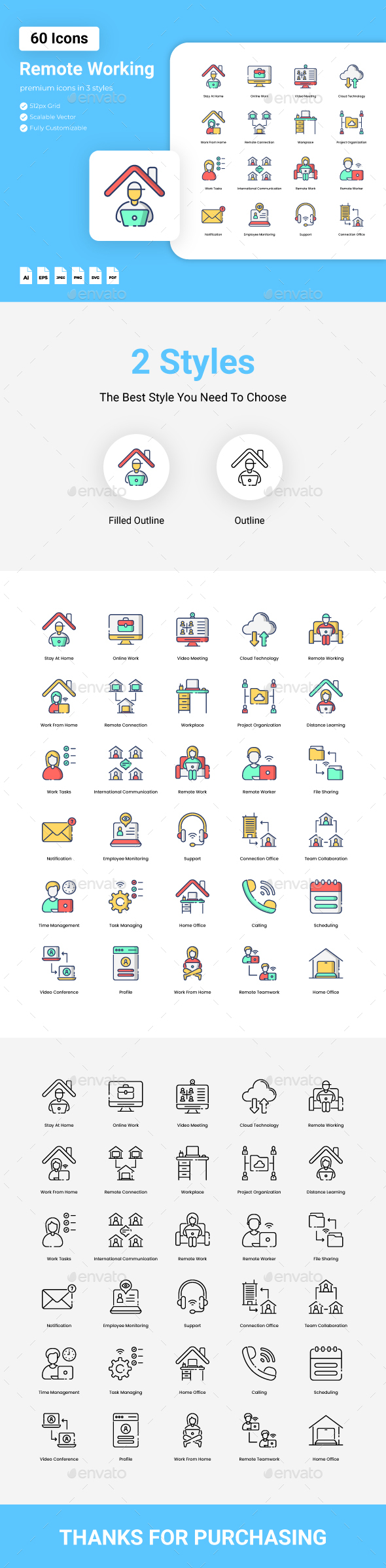 Remote Working icons