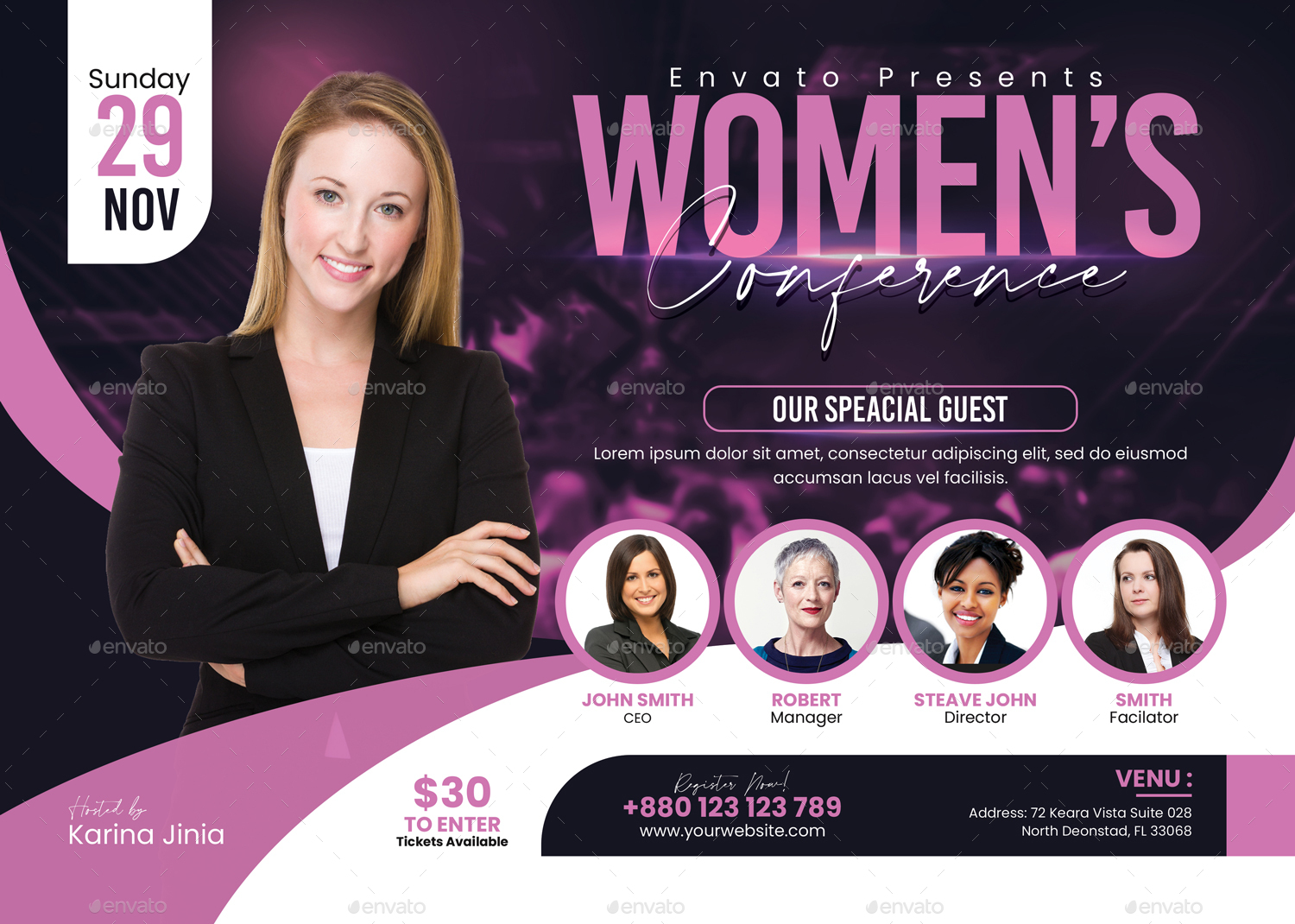 Women Conference Flyer, Print Templates | GraphicRiver, image size:1500x1070