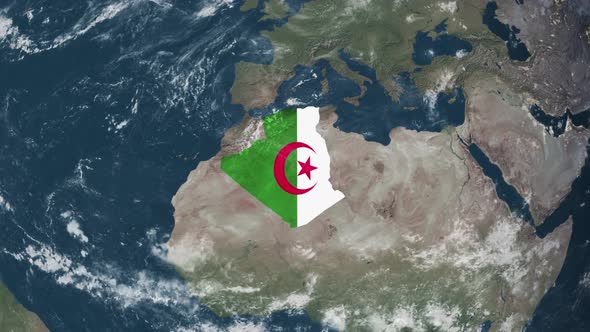 Globe Map of Algeria with a flag (Highlighted) alt
