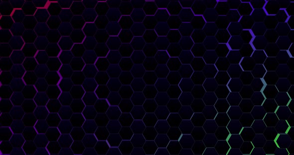Abstract background hexagon of surface with multicolor light rays.