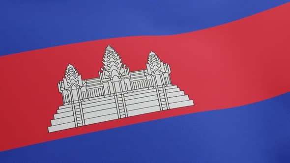 National Flag of Cambodia Waving Original Size and Colors 3D Render Kingdom of Cambodia Flag Textile alt
