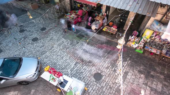 The Colorful Souk in the Old City of Jerusalem Israel Timelapse alt