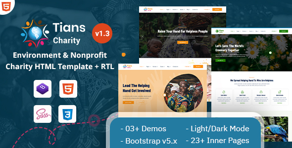 Tians - Fundraising & Nonprofit Charity HTML Template