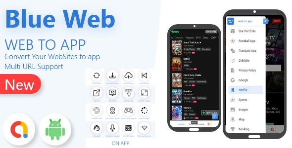Blue Web App, Smart WebView Multi URL Support + Admob