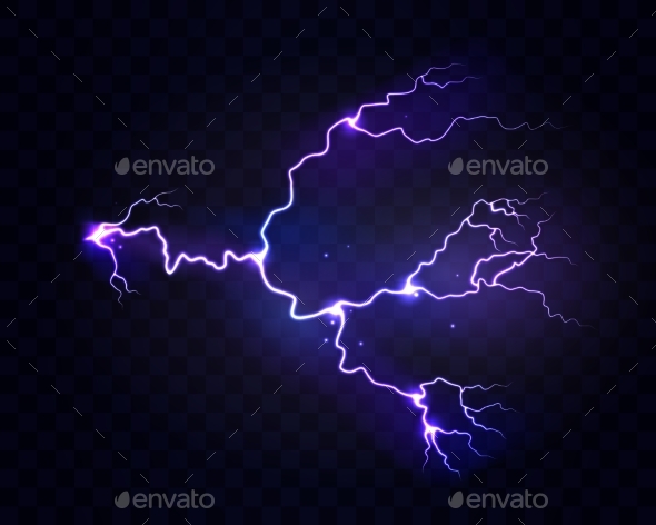 Thunderbolt or Flash Electric Lightning Effect, Vectors