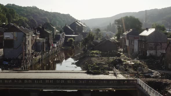 Houses destroyed by flood, Pepinster, Liege, Belgium
