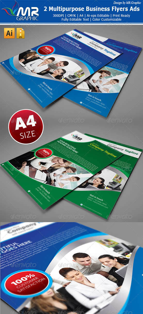 2 Multipurpose Business Flyers Ads - Flyers Print Templates
