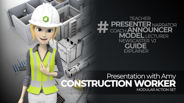 Presentation With Amy Construction Worker Product Promo template preview