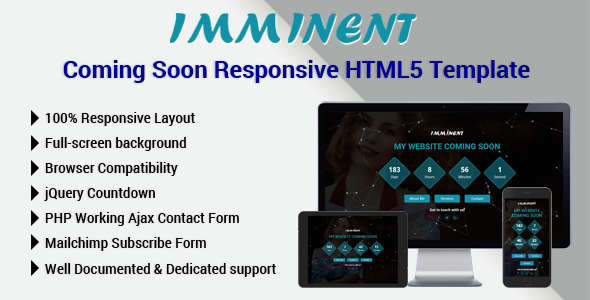 Imminent - Coming Soon Responsive HTML5 Template