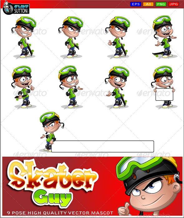 Skater Guy Mascot - People Characters