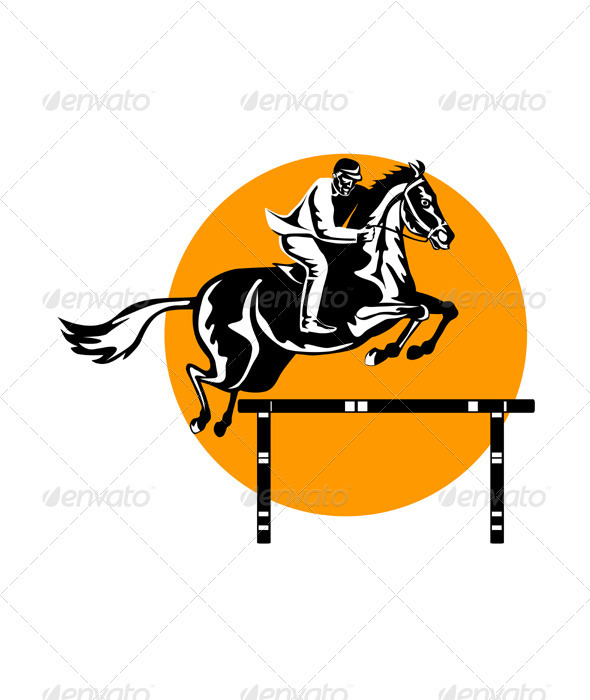 Equestrian Show Jumping Retro - Sports/Activity Conceptual