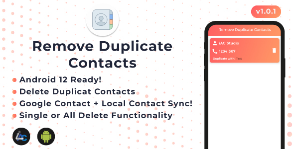Remove Duplicate Contacts | Android App | Android 12 Ready | Built with Android Studio