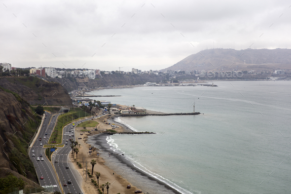Pan-American Highway at Miraflores District, Lima - Stock Photo - Images