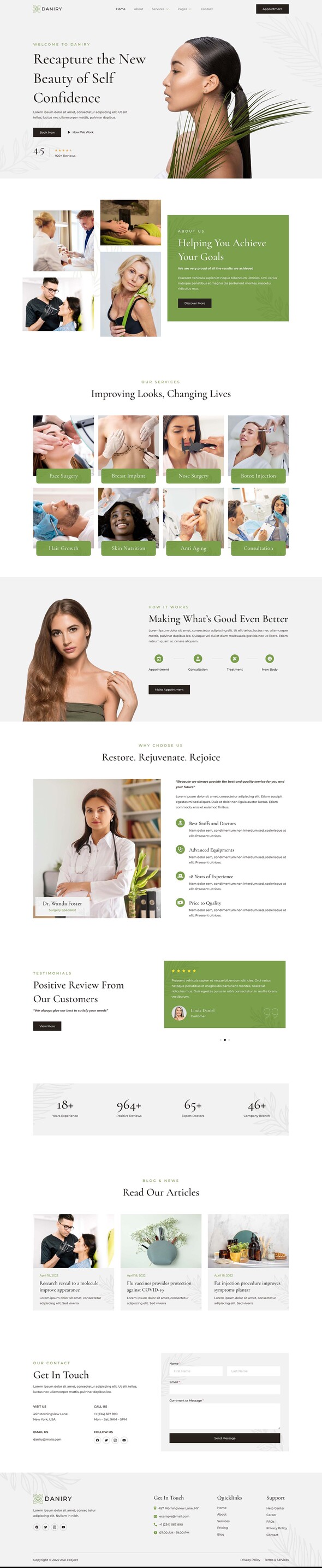Daniry - Plastic Surgery Clinic Elementor Template Kit