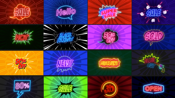 Comic Text Fx 5_Neon Sale Pack Titles template preview