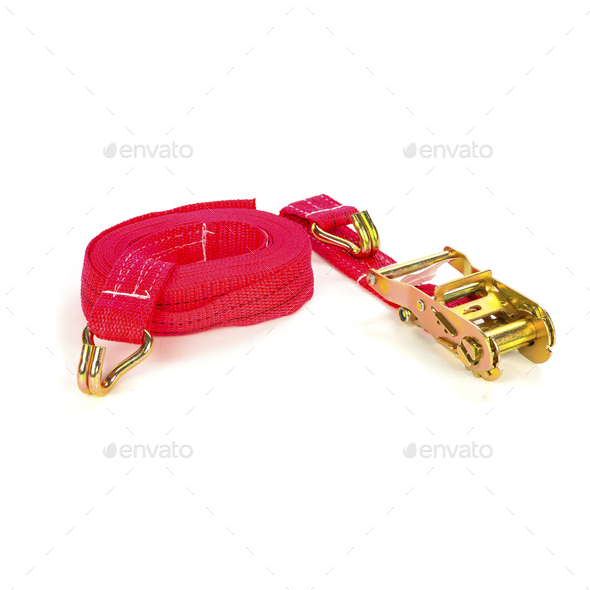 Car strop or strap nylon and metal tie isolated over white background