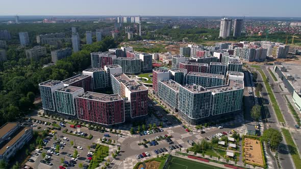 Drone Aerial View Modern Building Residential Complex Respublika Construction alt