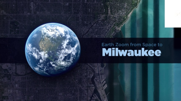 Milwaukee (Wisconsin, USA) Earth Zoom to the City from Space