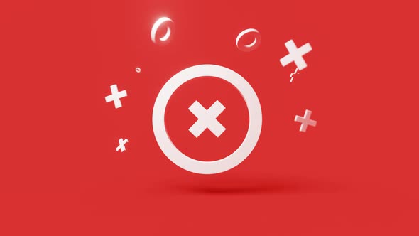 Error 3d icon on a simple red background 4k seamless animation loop alt