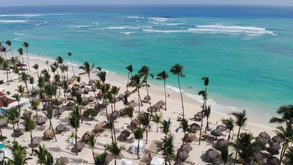 Beautiful View on the Ocean Blue Water and Foamy Waves in Dominican Republic alt