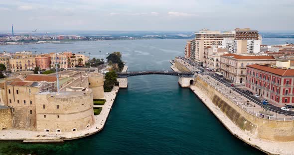 Aerial timelapse of Taranto city