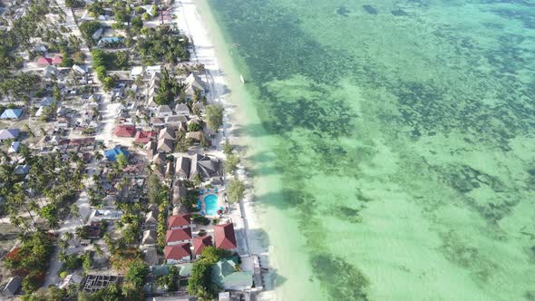 Zanzibar Tanzania  Aerial View of the Ocean Near the Shore of the Island Slow Motion alt