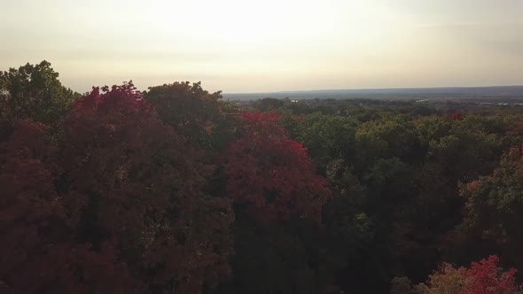 Autumn Day, Nature and Cottage Village, Aerial Shot