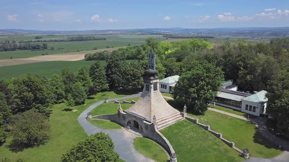 Aerial Cairn of Peace Memorial of Battle of Austerlitz alt