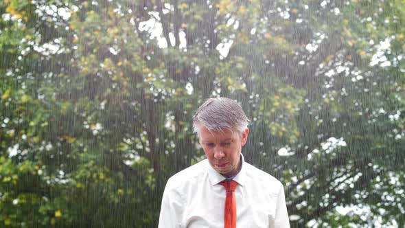 Businessman in the Rain