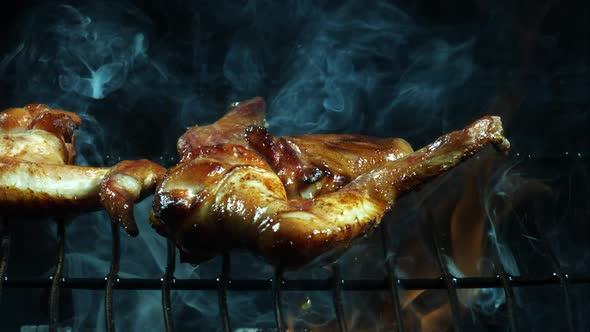 Grilling BBQ Chicken Wings in ultra slow motion 1500fps on a Wood Smoked Grill - BBQ PHANTOM 002 alt