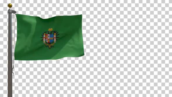 Toledo Province Flag (Spain) on Flagpole with Alpha Channel - 4K alt