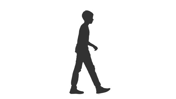 Silhouette of Walking Teen Boy