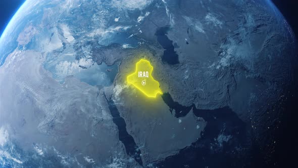 Earh Zoom In Space To Iraq Country Alpha Output