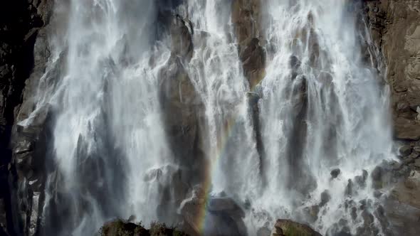 Aerial: Big waterfall and rainbow alt