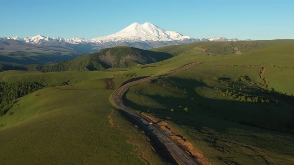 Aerial view of the  mountain peak  Elbrus