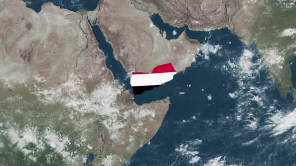 4K Globe Map of Yemen with a flag (Highlighted) alt