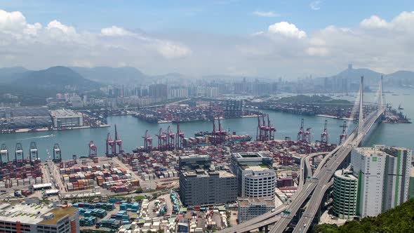 Container Port Hong Kong Cargo with Cranes alt