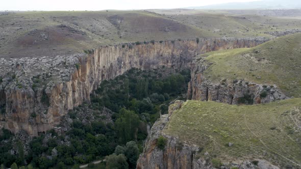 Ihlara Valley Canyon View From Air During Sunrise