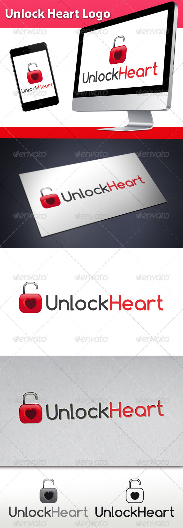 Unlock Love Heart Logo - Symbols Logo Templates
