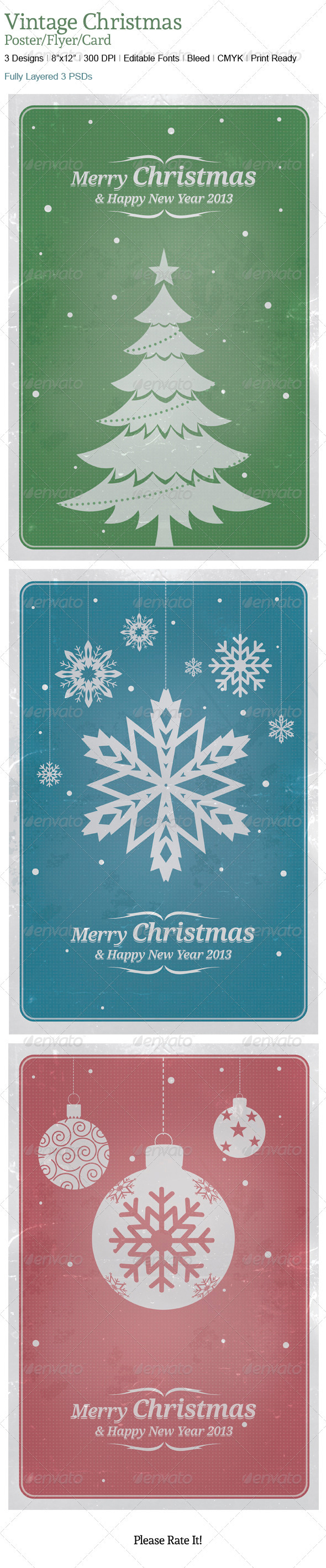 Vintage Chrstmas Poster/Cards Backgrounds - Holiday Greeting Cards