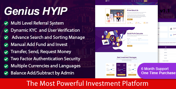 Genius HYIP - All in One Investment Platform