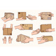 Set of Person Hold Cardboard Packages